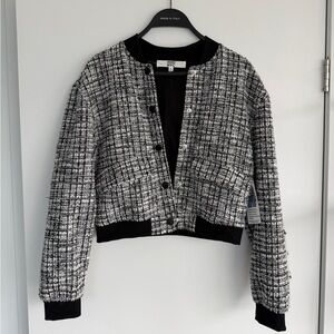 Madden NYC - Black & White Tweed Bomber Jacket - S
